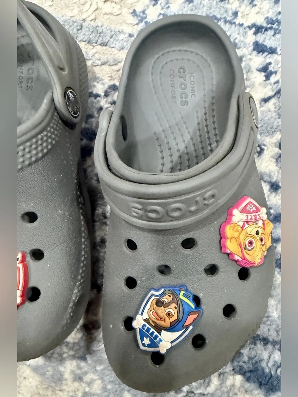CROCS Kids Gray Clogs with Paw Patrol Jibbitz Charms